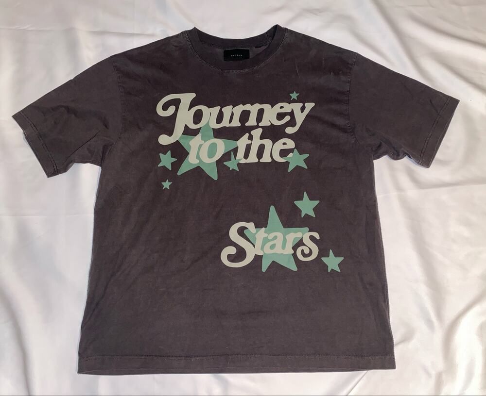 PacSun Journey To The Stars Puff Print Tee XL Washed Black Oversized Y2K Grunge